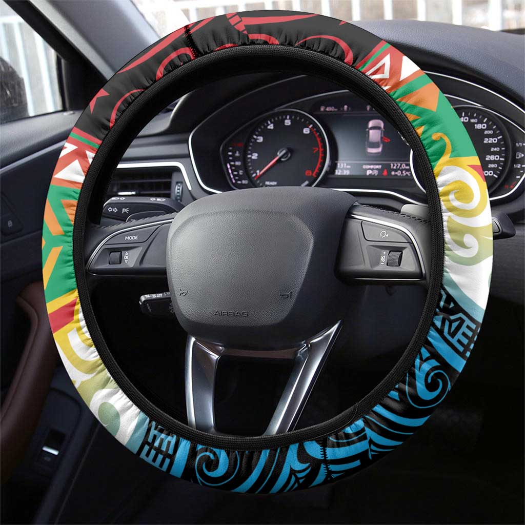 Torba PNG Day Steering Wheel Cover Oro Tapa Pattern LT9 - Polynesian Pride