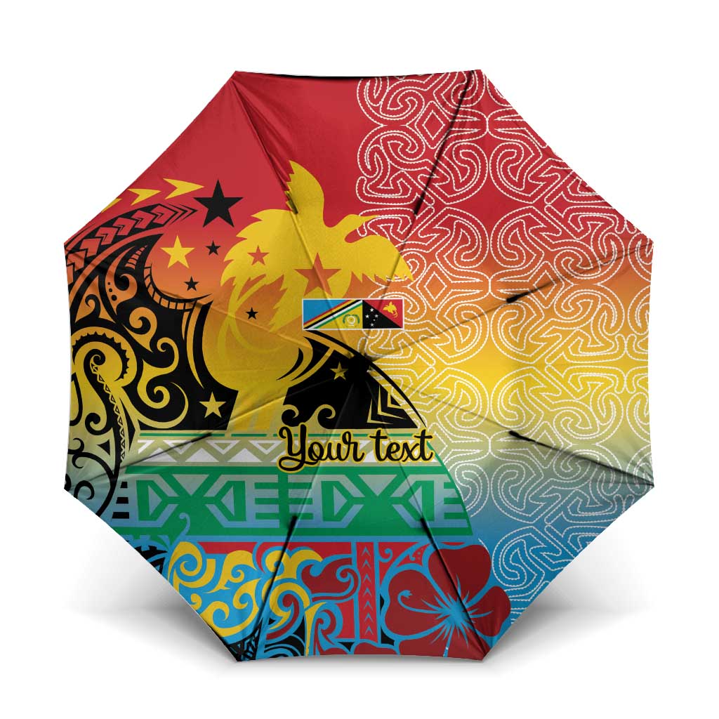Personalised Torba PNG Day Umbrella Oro Tapa Pattern LT9 One Size Folded 11.42 inch Opened Diameter 37.4 inch Green - Polynesian Pride