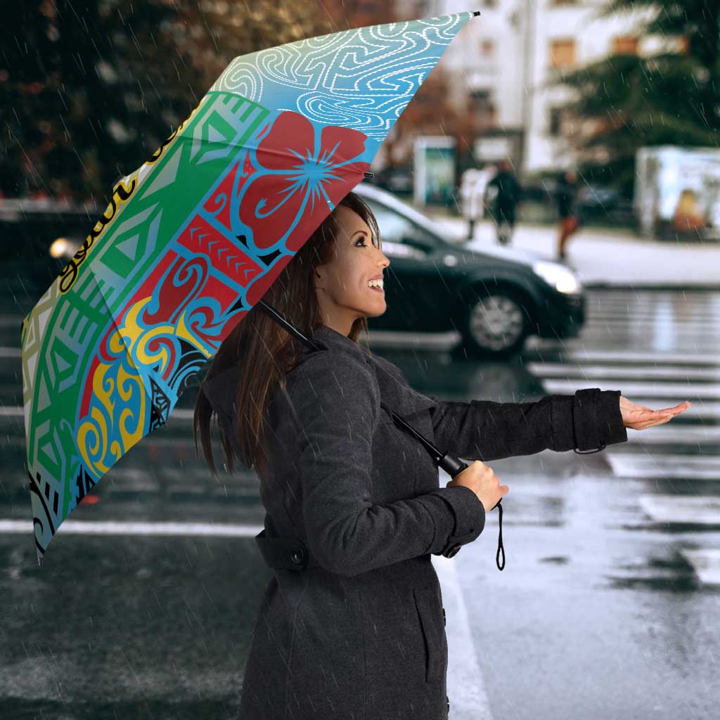 Personalised Torba PNG Day Umbrella Oro Tapa Pattern LT9 - Polynesian Pride