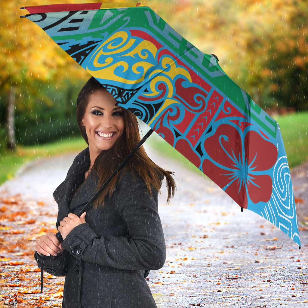 Personalised Torba PNG Day Umbrella Oro Tapa Pattern LT9 - Polynesian Pride