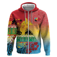 Personalised Torba PNG Day Zip Hoodie Oro Tapa Pattern LT9 Zip Hoodie Green - Polynesian Pride