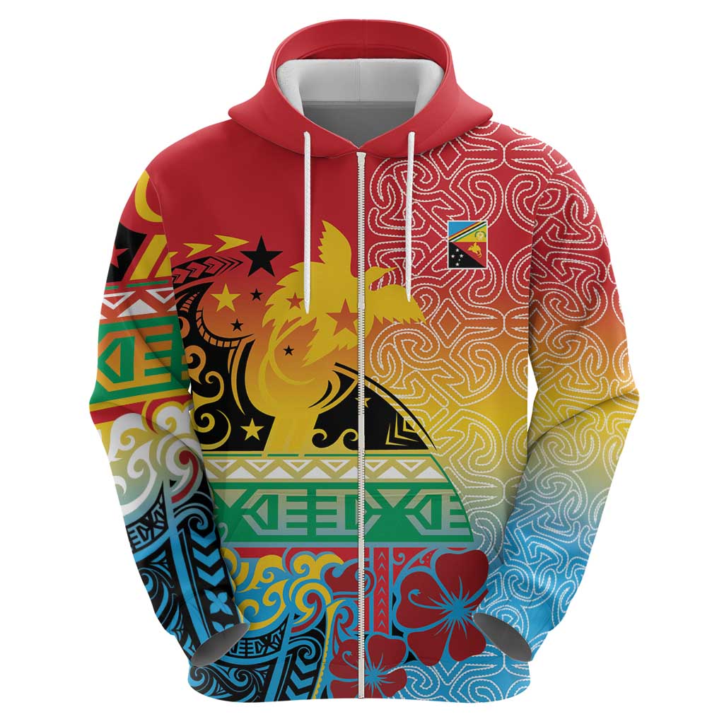 Personalised Torba PNG Day Zip Hoodie Oro Tapa Pattern LT9 - Polynesian Pride