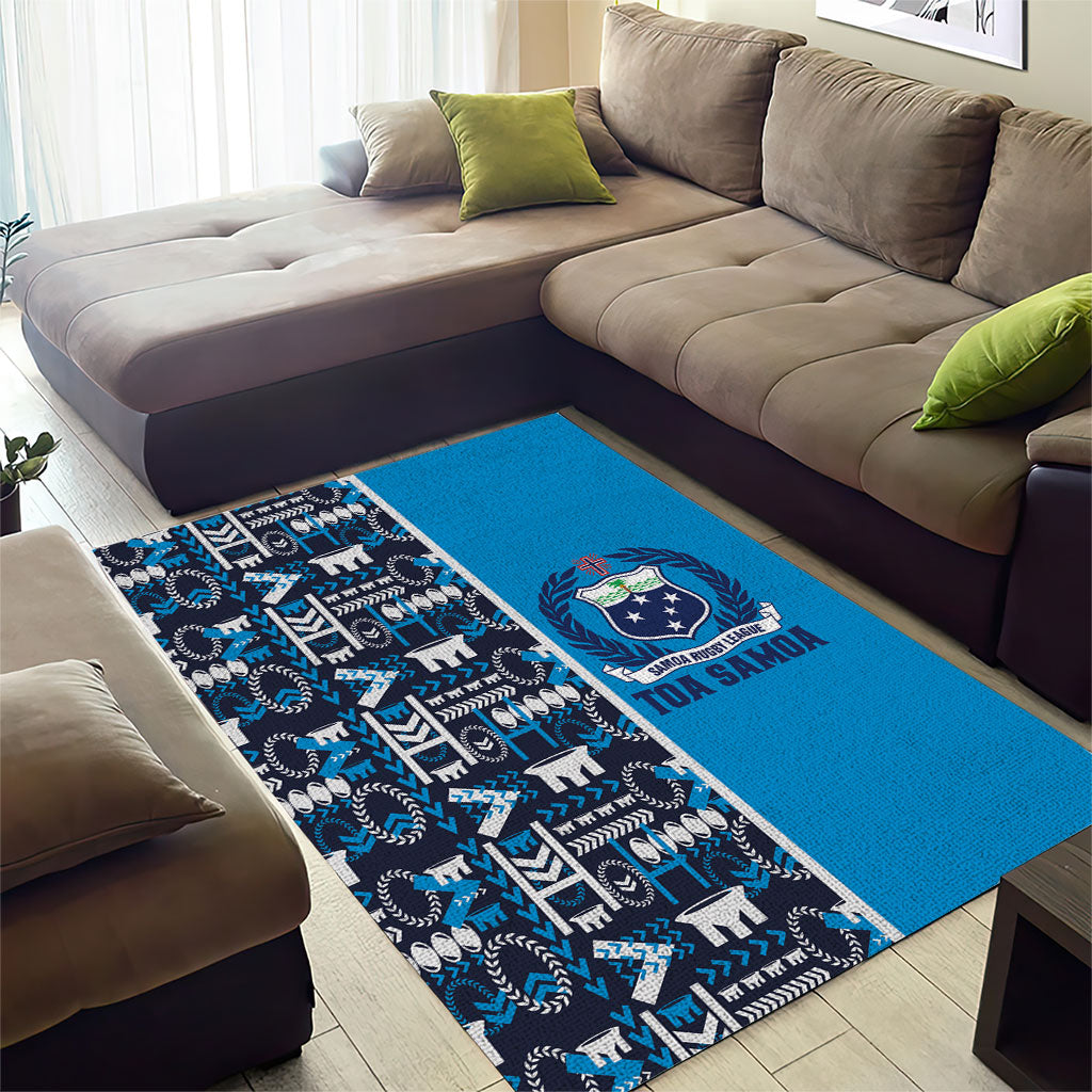 Samoan Warrior Island Heritage Area Rug Ocean Island Geometry Blue Style LT9 - Polynesian Pride