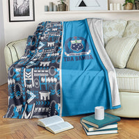 Samoan Warrior Island Heritage Blanket Ocean Island Geometry Blue Style LT9 Blue - Polynesian Pride