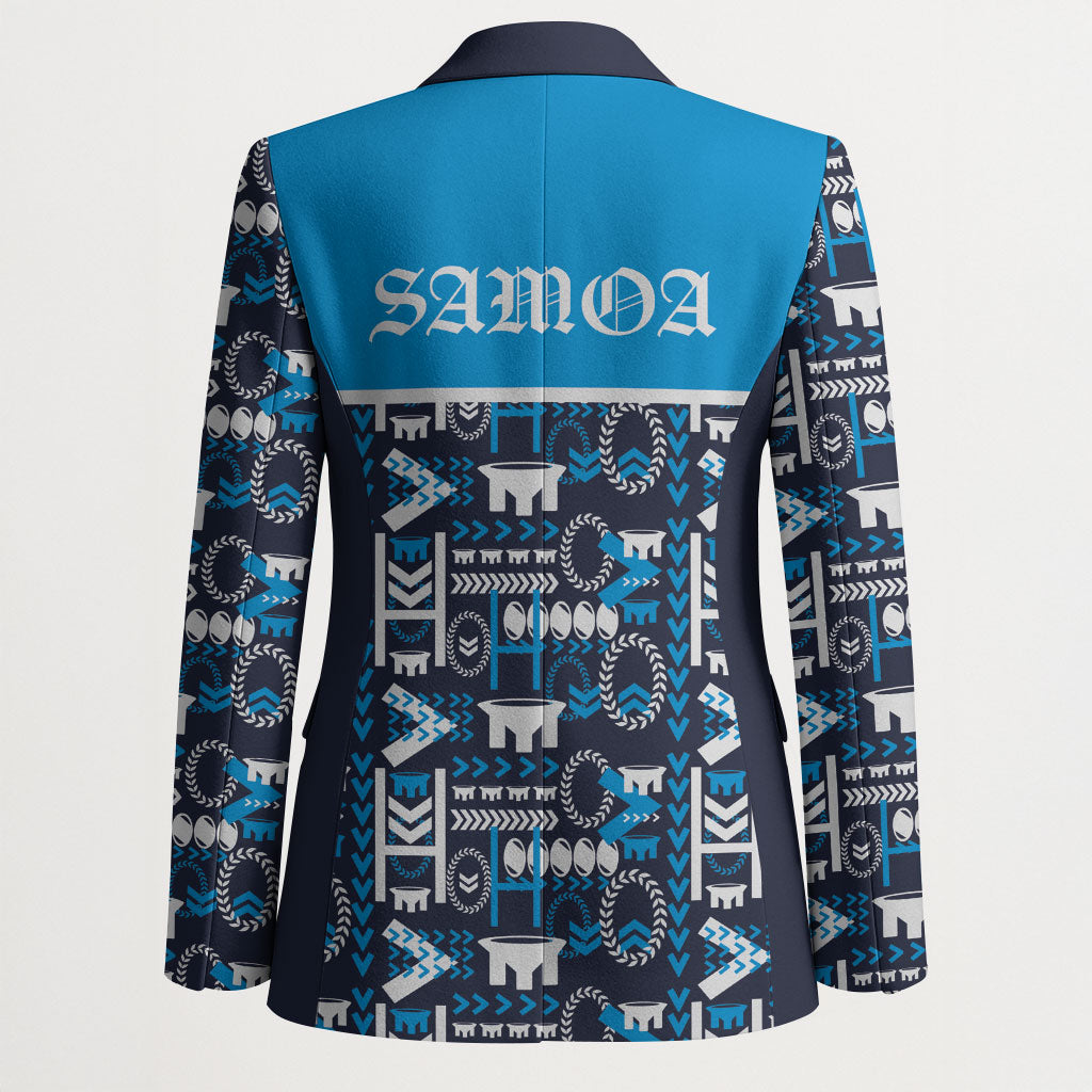 Samoan Warrior Island Heritage Blazer Ocean Island Geometry Blue Style LT9 - Polynesian Pride