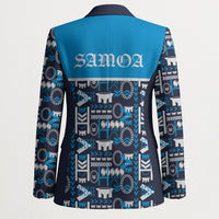 Samoan Warrior Island Heritage Blazer Ocean Island Geometry Blue Style LT9 - Polynesian Pride