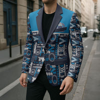 Samoan Warrior Island Heritage Blazer Ocean Island Geometry Blue Style LT9 - Polynesian Pride