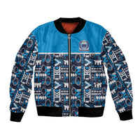 Samoan Warrior Island Heritage Bomber Jacket Ocean Island Geometry Blue Style LT9 Unisex Blue - Polynesian Pride