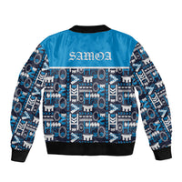 Samoan Warrior Island Heritage Bomber Jacket Ocean Island Geometry Blue Style LT9 - Polynesian Pride