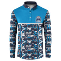 Samoan Warrior Island Heritage Button Sweatshirt Ocean Island Geometry Blue Style LT9 Blue - Polynesian Pride