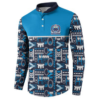 Samoan Warrior Island Heritage Button Sweatshirt Ocean Island Geometry Blue Style LT9 - Polynesian Pride