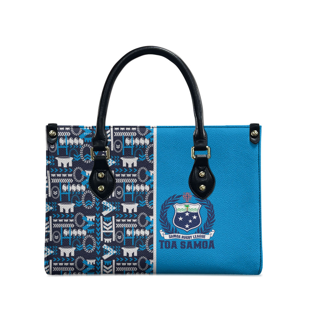 Samoan Warrior Island Heritage Leather Bag Ocean Island Geometry Blue Style LT9 - Polynesian Pride