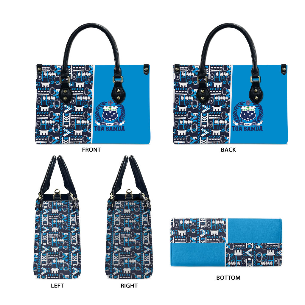 Samoan Warrior Island Heritage Leather Bag Ocean Island Geometry Blue Style LT9 - Polynesian Pride