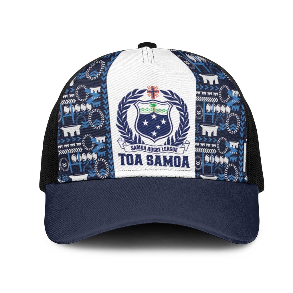 Samoan Warrior Island Heritage Mesh Trucker Cap Ocean Island Geometry Blue Style LT9 One Size Black Blue - Polynesian Pride