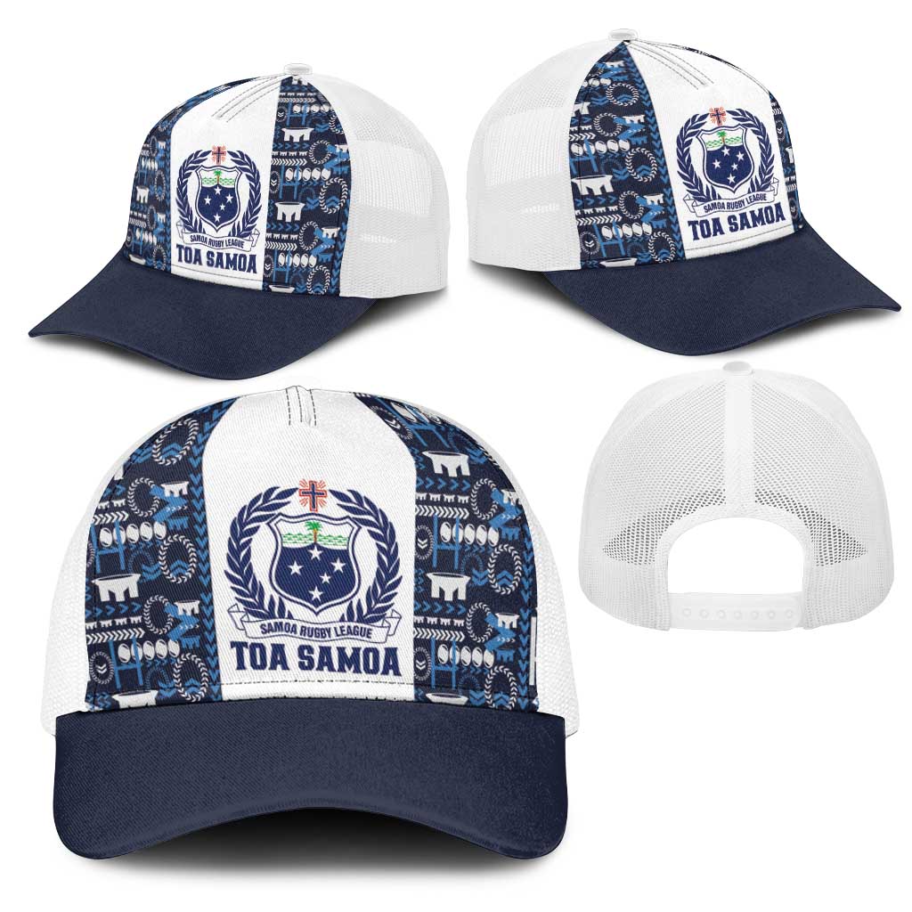 Samoan Warrior Island Heritage Mesh Trucker Cap Ocean Island Geometry Blue Style LT9 - Polynesian Pride