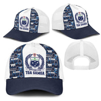 Samoan Warrior Island Heritage Mesh Trucker Cap Ocean Island Geometry Blue Style LT9 - Polynesian Pride