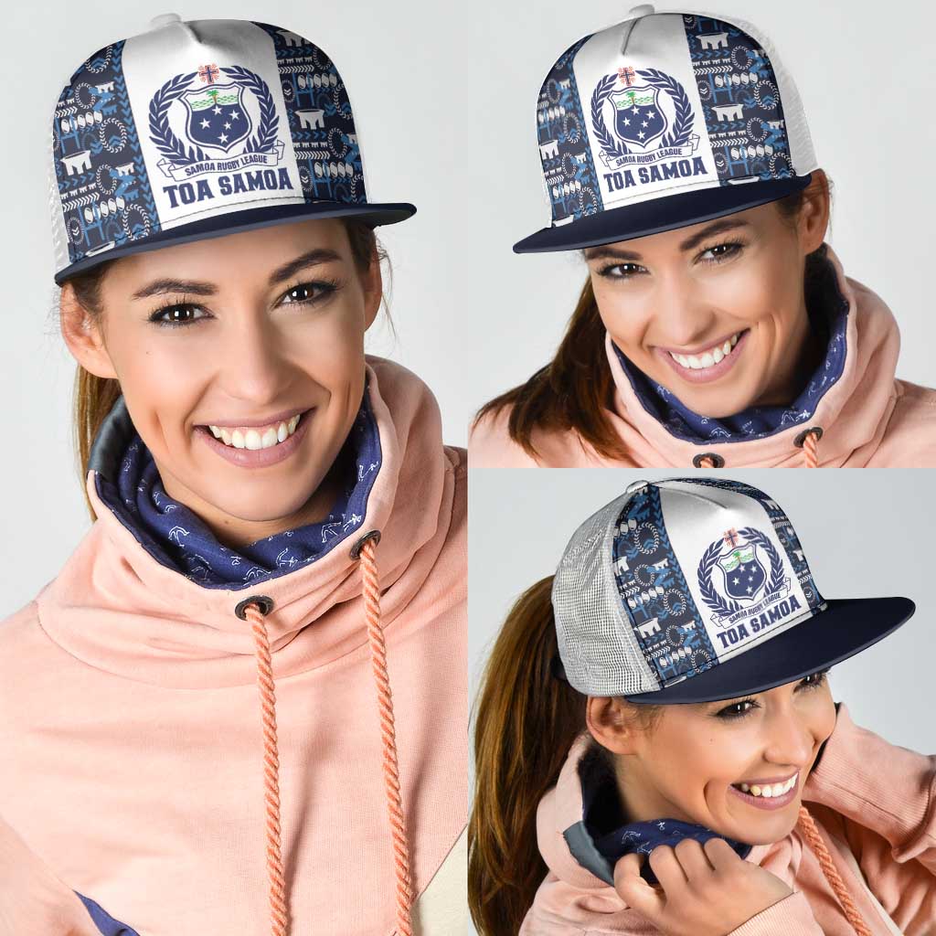 Samoan Warrior Island Heritage Mesh Trucker Cap Ocean Island Geometry Blue Style LT9 - Polynesian Pride