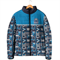 Samoan Warrior Island Heritage Padded Jacket Ocean Island Geometry Blue Style LT9 - Polynesian Pride