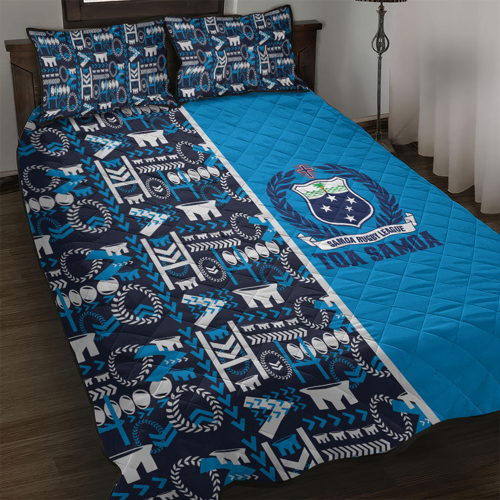 Samoan Warrior Island Heritage Quilt Bed Set Ocean Island Geometry Blue Style LT9 Blue - Polynesian Pride
