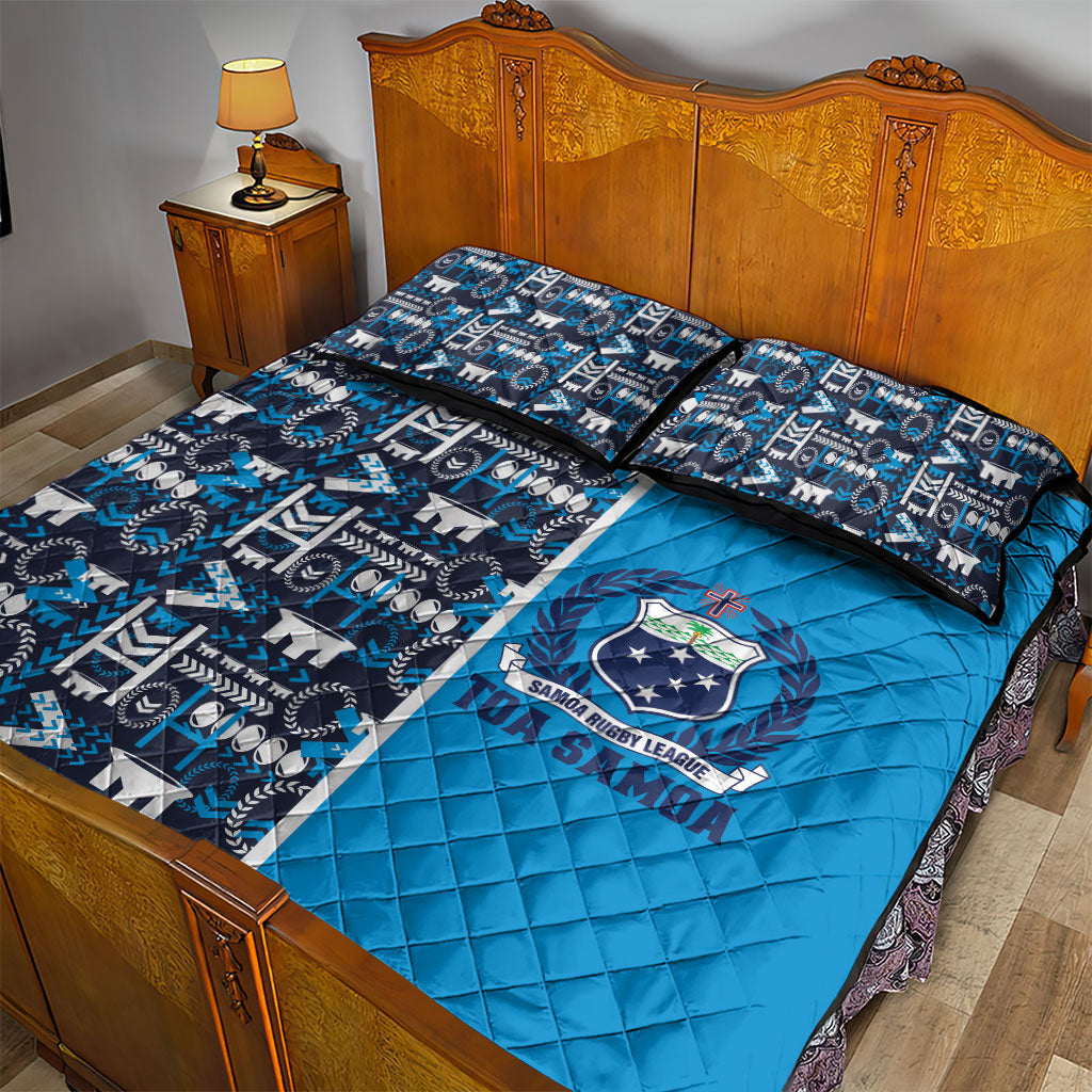 Samoan Warrior Island Heritage Quilt Bed Set Ocean Island Geometry Blue Style LT9 - Polynesian Pride