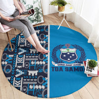 Samoan Warrior Island Heritage Round Carpet Ocean Island Geometry Blue Style LT9 - Polynesian Pride