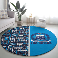 Samoan Warrior Island Heritage Round Carpet Ocean Island Geometry Blue Style LT9 - Polynesian Pride
