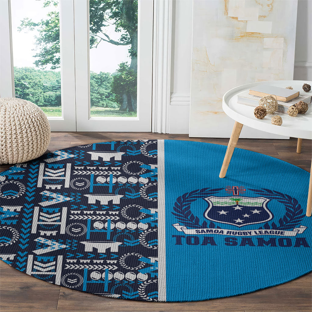 Samoan Warrior Island Heritage Round Carpet Ocean Island Geometry Blue Style LT9 - Polynesian Pride