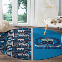Samoan Warrior Island Heritage Round Carpet Ocean Island Geometry Blue Style LT9 - Polynesian Pride