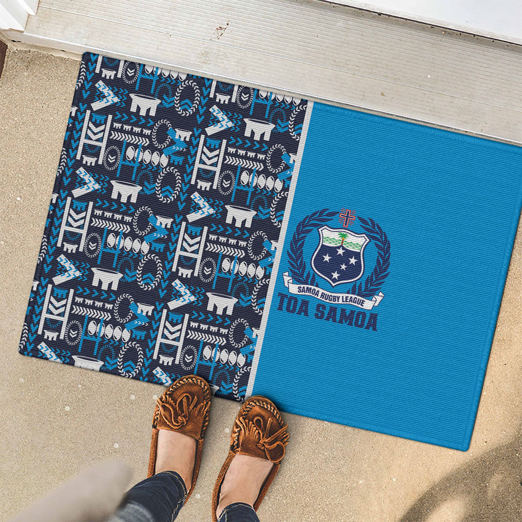 Samoan Warrior Island Heritage Rubber Doormat Ocean Island Geometry Blue Style LT9 - Polynesian Pride