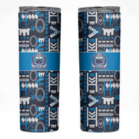 Samoan Warrior Island Heritage Skinny Tumbler Ocean Island Geometry Blue Style LT9 Blue - Polynesian Pride
