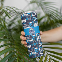 Samoan Warrior Island Heritage Skinny Tumbler Ocean Island Geometry Blue Style LT9 - Polynesian Pride