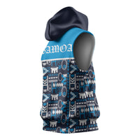 Samoan Warrior Island Heritage Sleeveless Hoodie Ocean Island Geometry Blue Style LT9 - Polynesian Pride