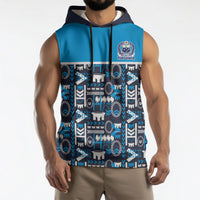 Samoan Warrior Island Heritage Sleeveless Hoodie Ocean Island Geometry Blue Style LT9 - Polynesian Pride