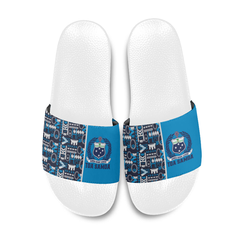 Samoan Warrior Island Heritage Slide Sandals Ocean Island Geometry Blue Style LT9 Blue - Polynesian Pride