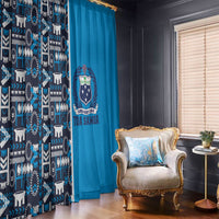 Samoan Warrior Island Heritage Window Curtain Ocean Island Geometry Blue Style LT9 - Polynesian Pride
