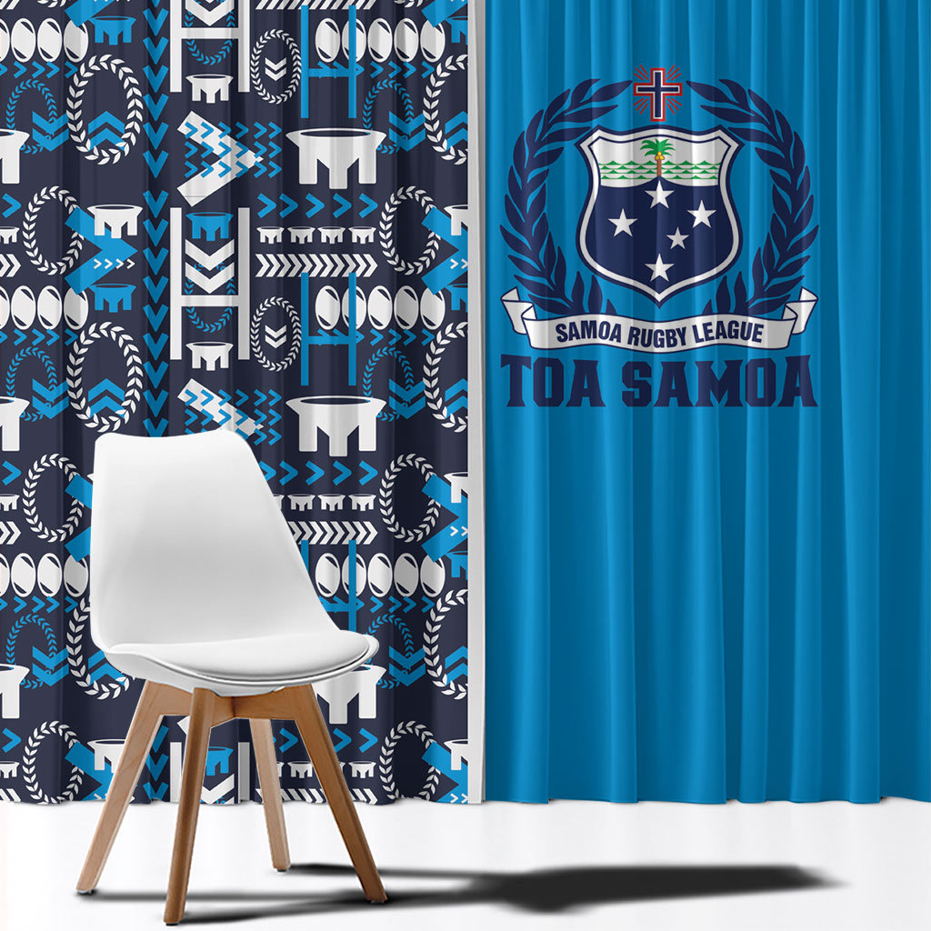 Samoan Warrior Island Heritage Window Curtain Ocean Island Geometry Blue Style LT9 - Polynesian Pride