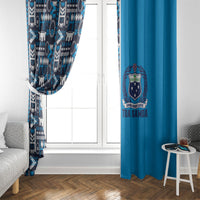 Samoan Warrior Island Heritage Window Curtain Ocean Island Geometry Blue Style LT9 - Polynesian Pride