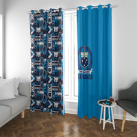 Samoan Warrior Island Heritage Window Curtain Ocean Island Geometry Blue Style LT9 With Grommets Blue - Polynesian Pride