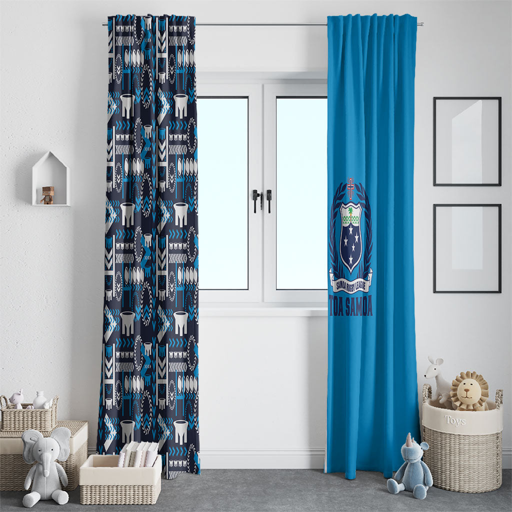 Samoan Warrior Island Heritage Window Curtain Ocean Island Geometry Blue Style LT9 - Polynesian Pride