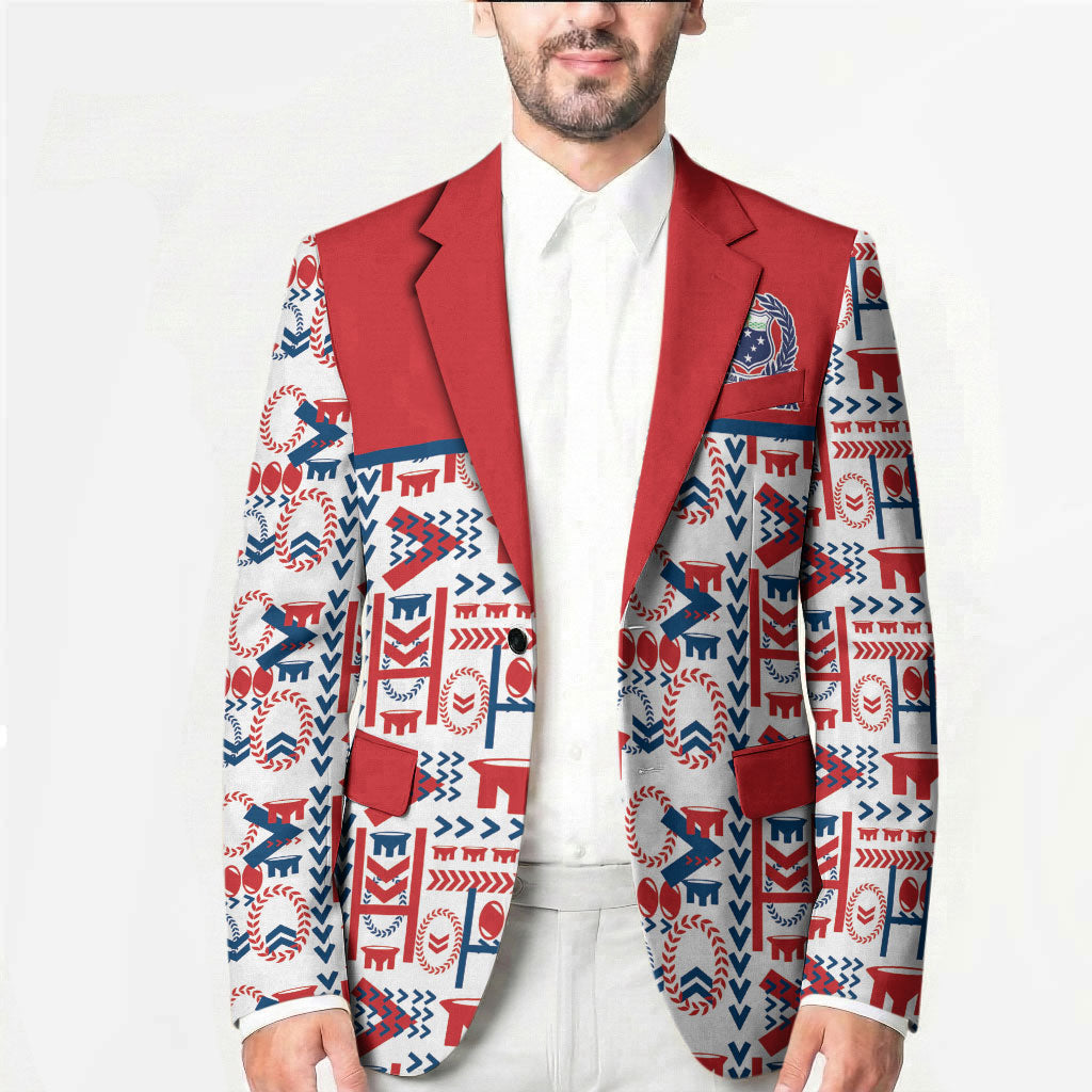 Samoan Warrior Island Heritage Blazer Ocean Island Geometry Red Style LT9 - Polynesian Pride