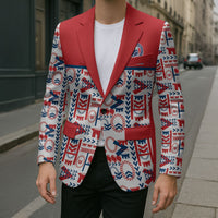 Samoan Warrior Island Heritage Blazer Ocean Island Geometry Red Style LT9 - Polynesian Pride