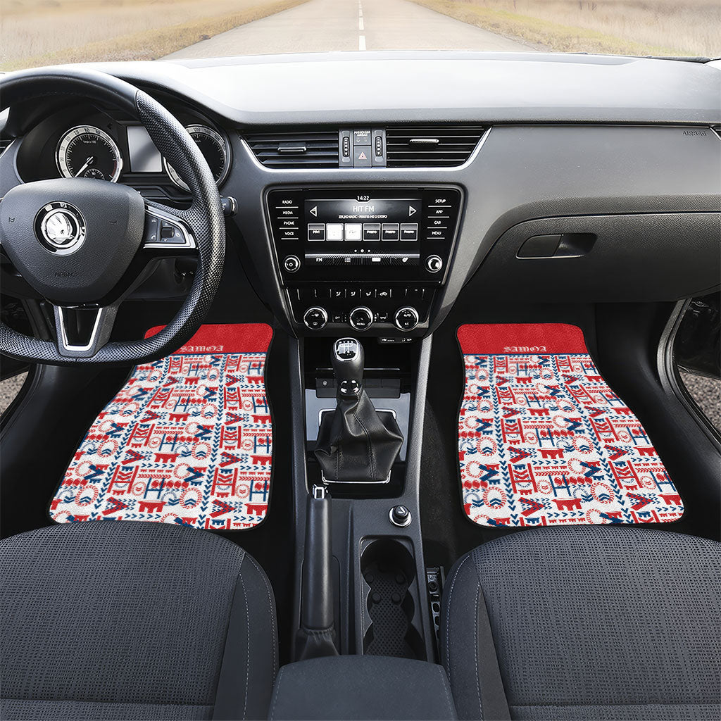 Samoan Warrior Island Heritage Car Mats Ocean Island Geometry Red Style LT9 Set 2pcs - Front Red - Polynesian Pride