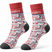 Samoan Warrior Island Heritage Crew Socks Ocean Island Geometry Red Style LT9 - Polynesian Pride