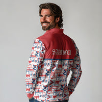 Samoan Warrior Island Heritage Long Sleeve Polo Shirt Ocean Island Geometry Red Style LT9 - Polynesian Pride
