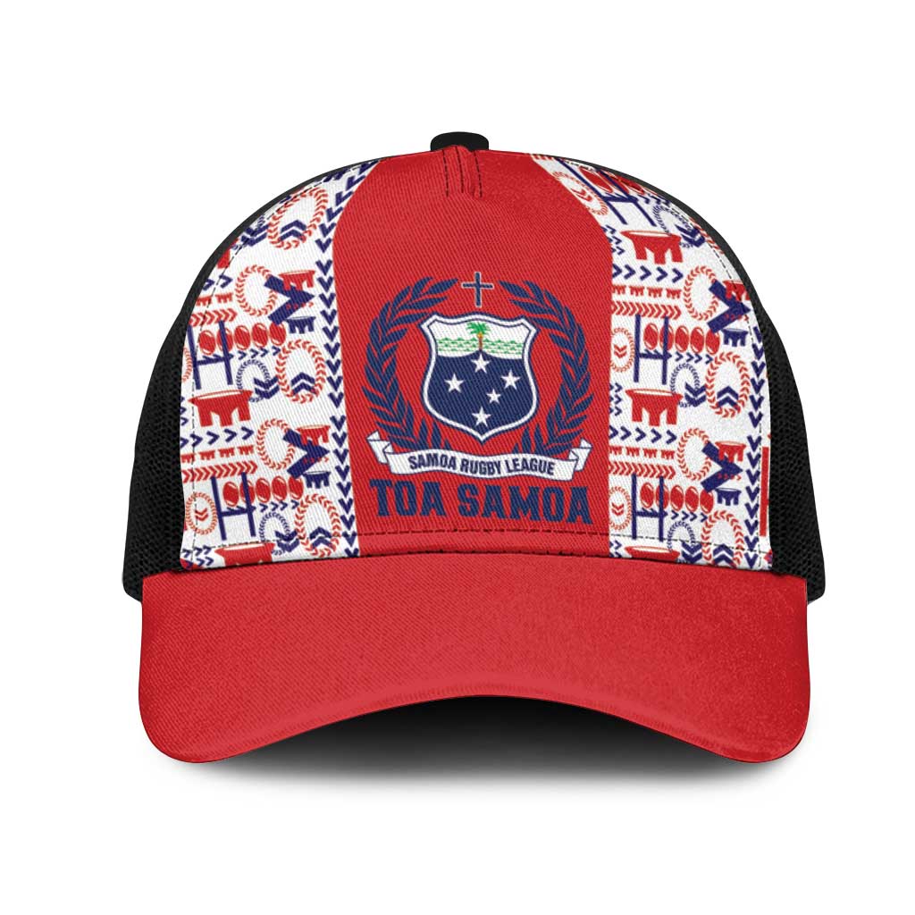 Samoan Warrior Island Heritage Mesh Trucker Cap Ocean Island Geometry Red Style LT9 One Size Black Red - Polynesian Pride