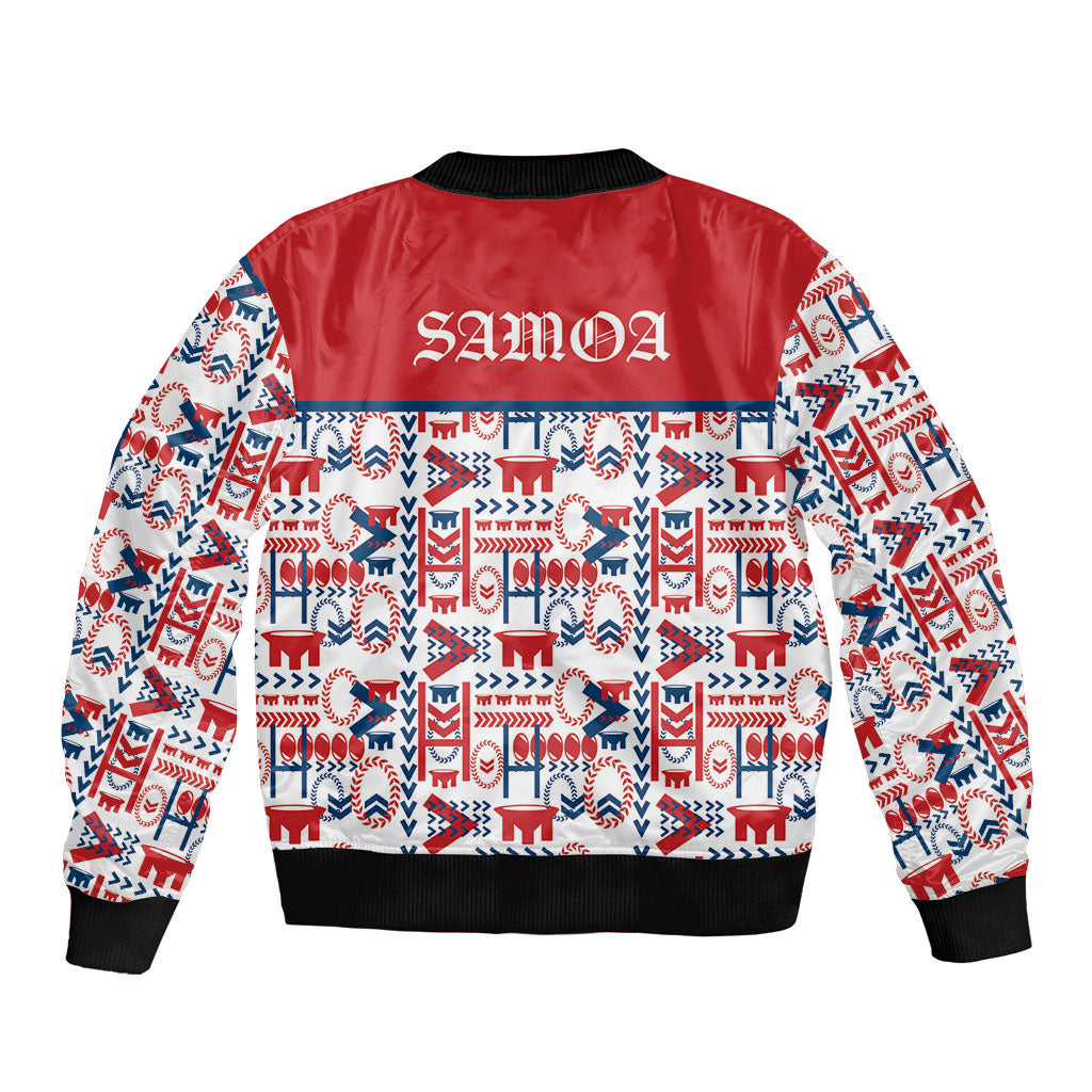 Samoan Warrior Island Heritage Sleeve Zip Bomber Jacket Ocean Island Geometry Red Style LT9 - Polynesian Pride