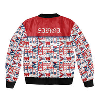 Samoan Warrior Island Heritage Sleeve Zip Bomber Jacket Ocean Island Geometry Red Style LT9 - Polynesian Pride