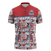 Samoan Warrior Island Heritage Zipper Polo Shirt Ocean Island Geometry Red Style LT9 Red - Polynesian Pride