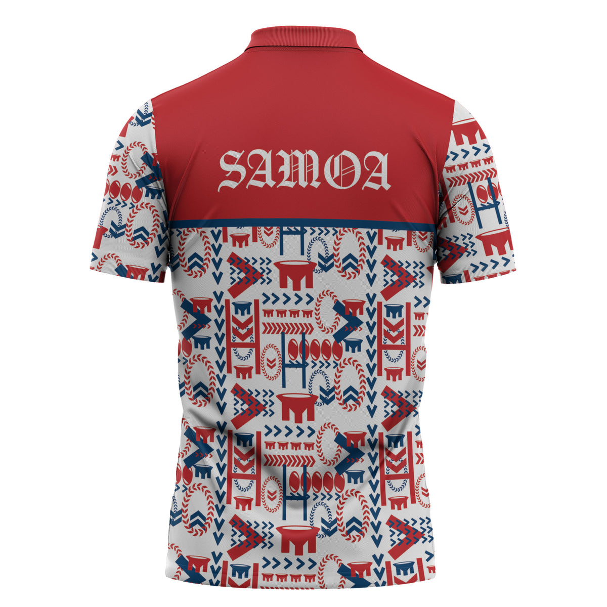 Samoan Warrior Island Heritage Zipper Polo Shirt Ocean Island Geometry Red Style LT9 - Polynesian Pride