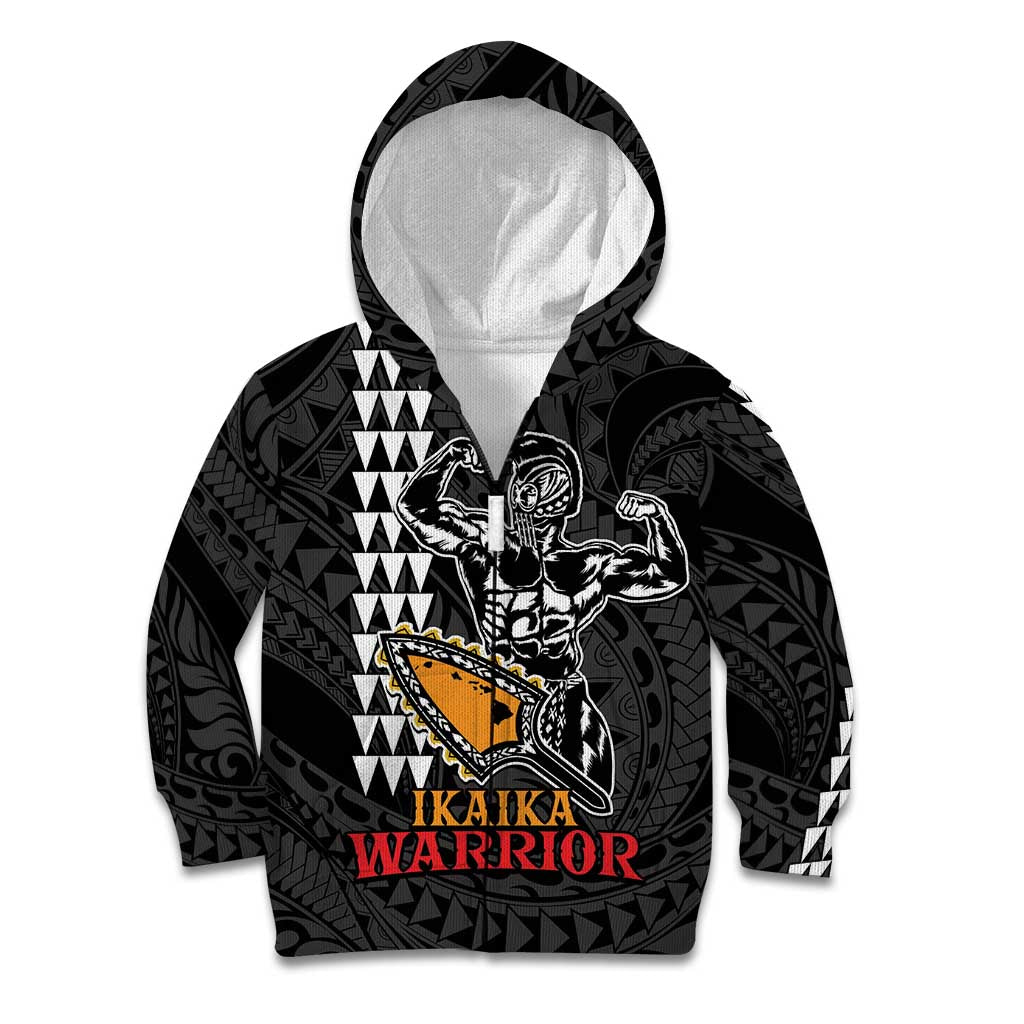 Aloha Spirit Ikaika Warrior Helmet Kid Hoodie LT9 Zip Hoodie Black - Polynesian Pride